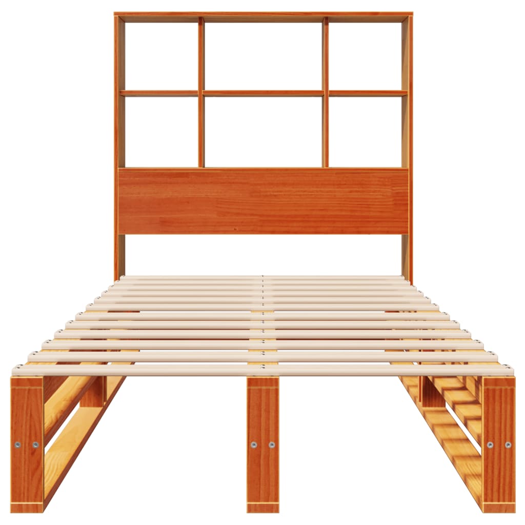 Bed met boekenkast zonder matras massief hout wasbruin 75x190cm – afbeelding 4