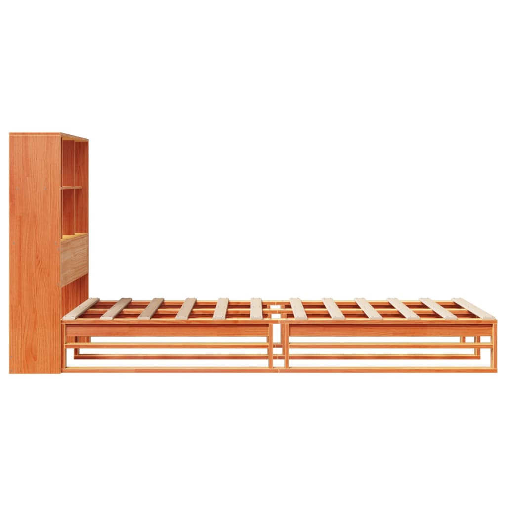 Bed met boekenkast zonder matras massief hout wasbruin 75x190cm – afbeelding 7