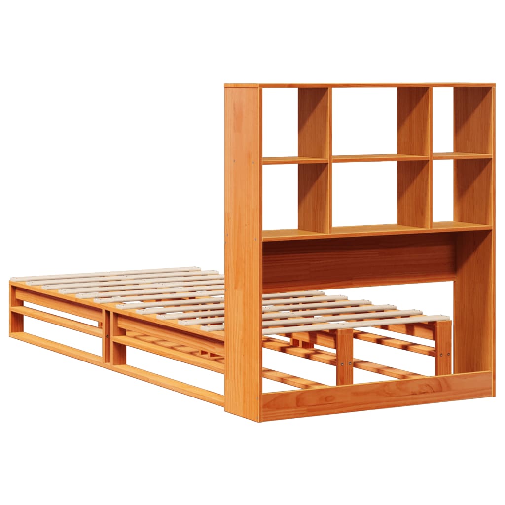 Bed met boekenkast zonder matras massief hout wasbruin 75x190cm – afbeelding 8
