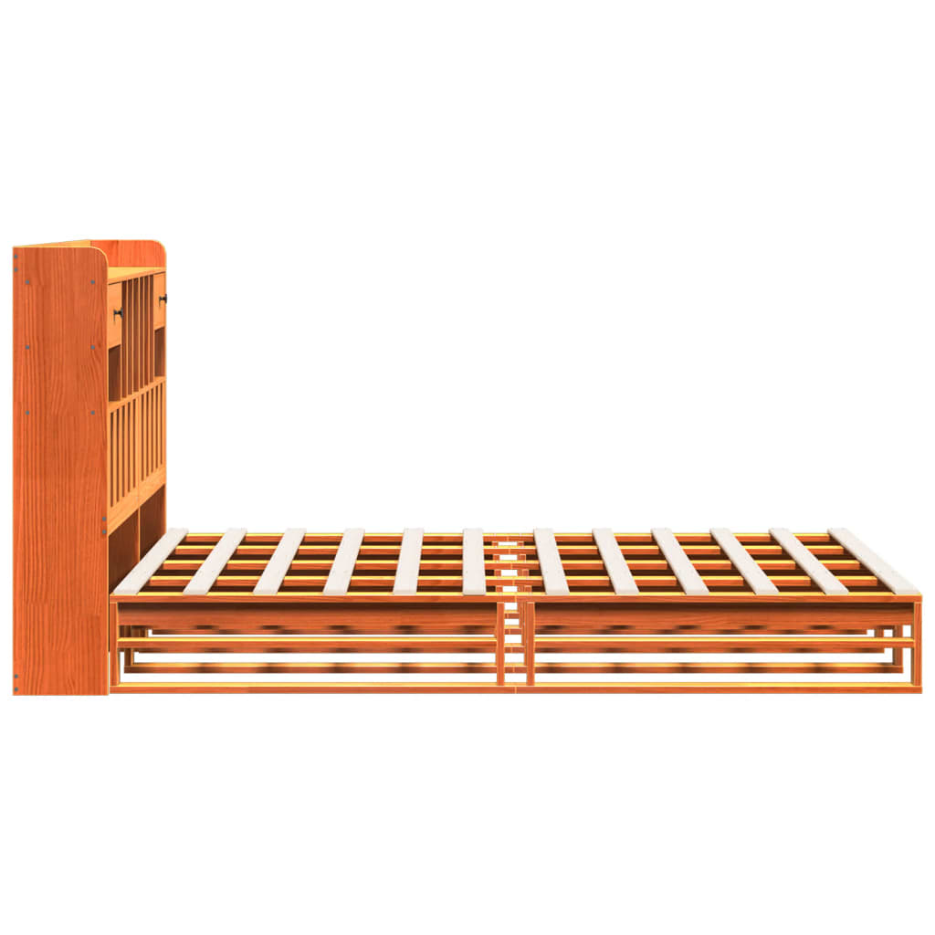 Bed met boekenkast zonder matras grenenhout wasbruin 160x200 cm – afbeelding 5