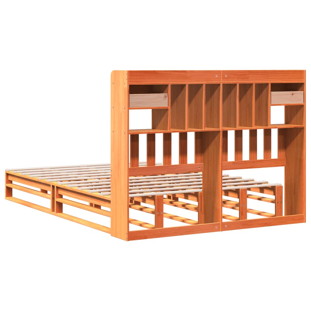 Bed met boekenkast zonder matras grenenhout wasbruin 160x200 cm – afbeelding 6