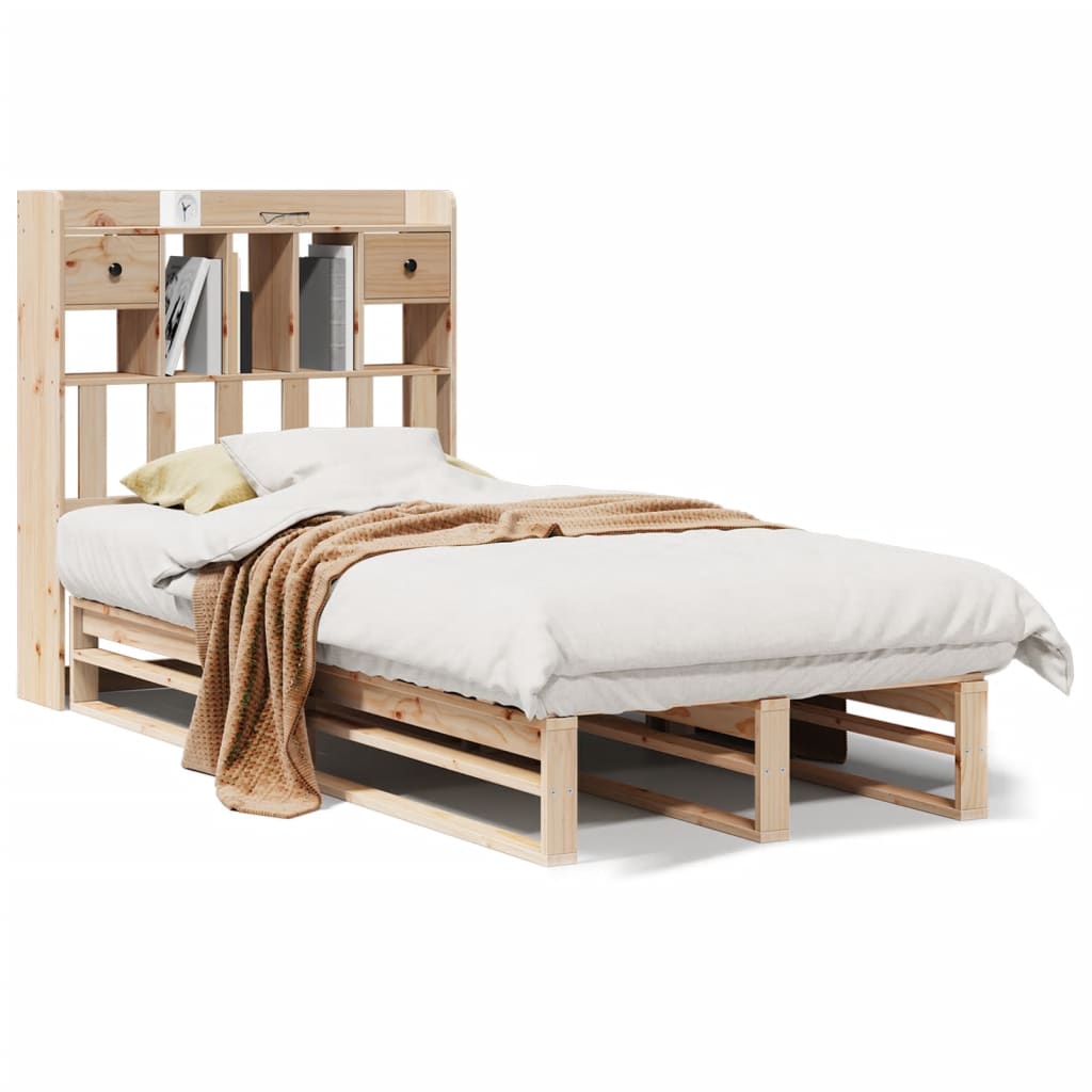 Bed met boekenkast zonder matras massief grenenhout 90x190 cm – afbeelding 2