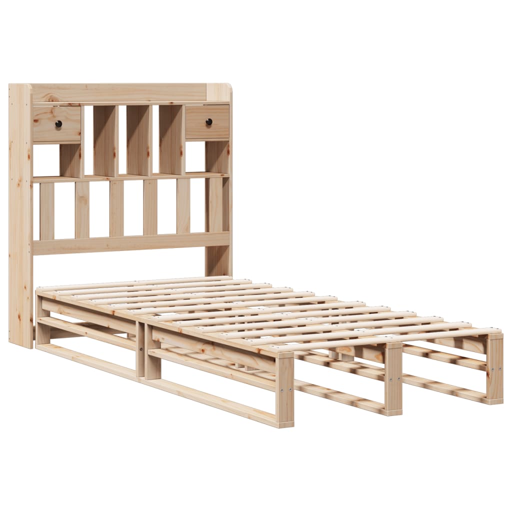 Bed met boekenkast zonder matras massief grenenhout 90x190 cm – afbeelding 3