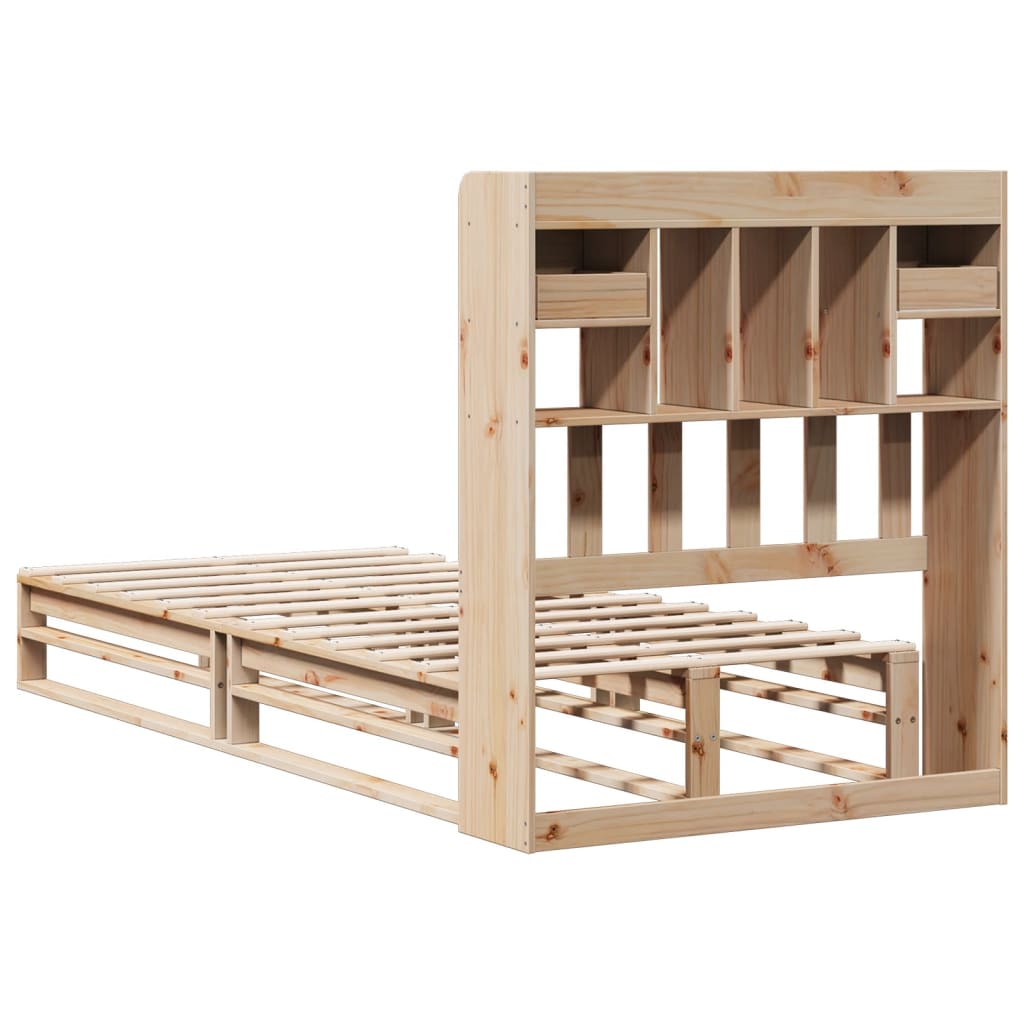 Bed met boekenkast zonder matras massief grenenhout 90x190 cm – afbeelding 8