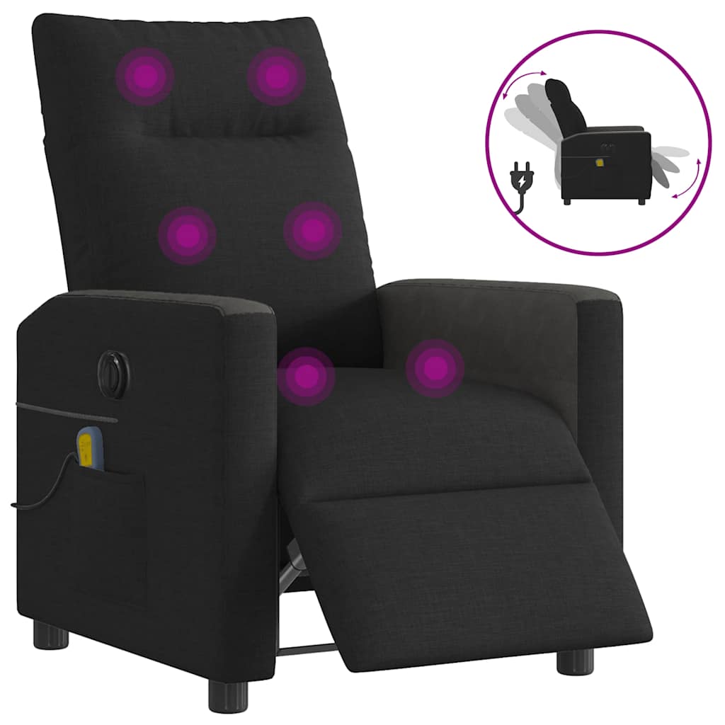 Massagestoel elektrisch verstelbaar stof zwart