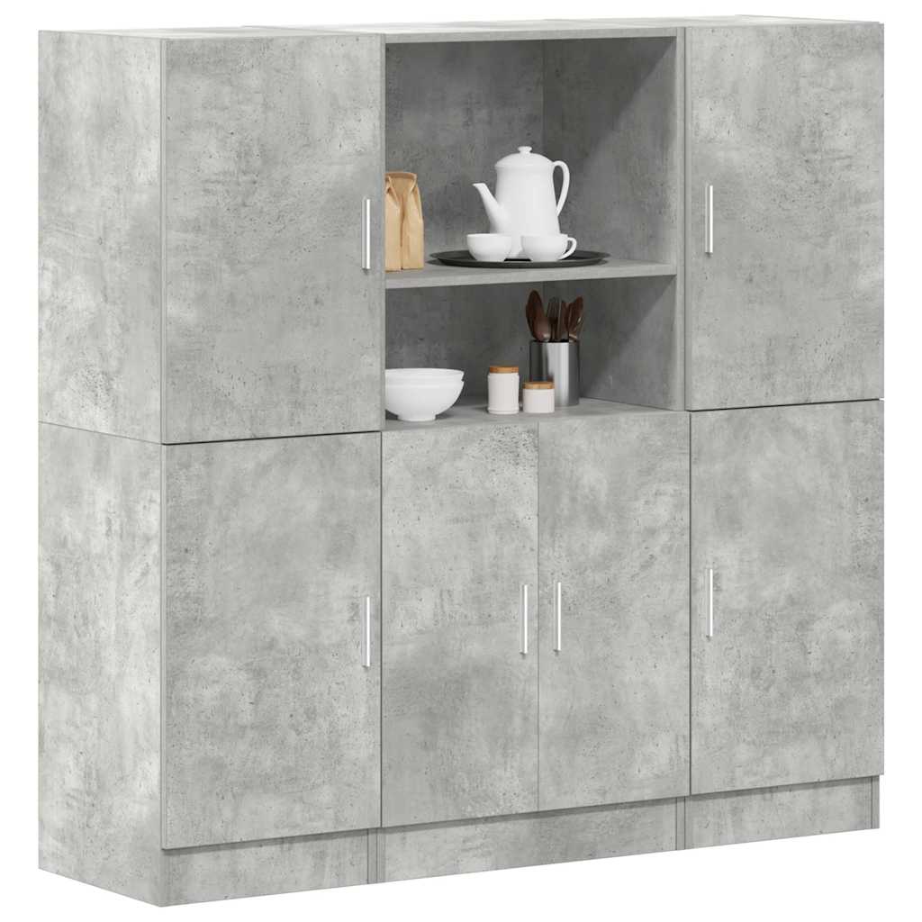 3-delige Keukenkastenset bewerkt hout betongrijs – afbeelding 1