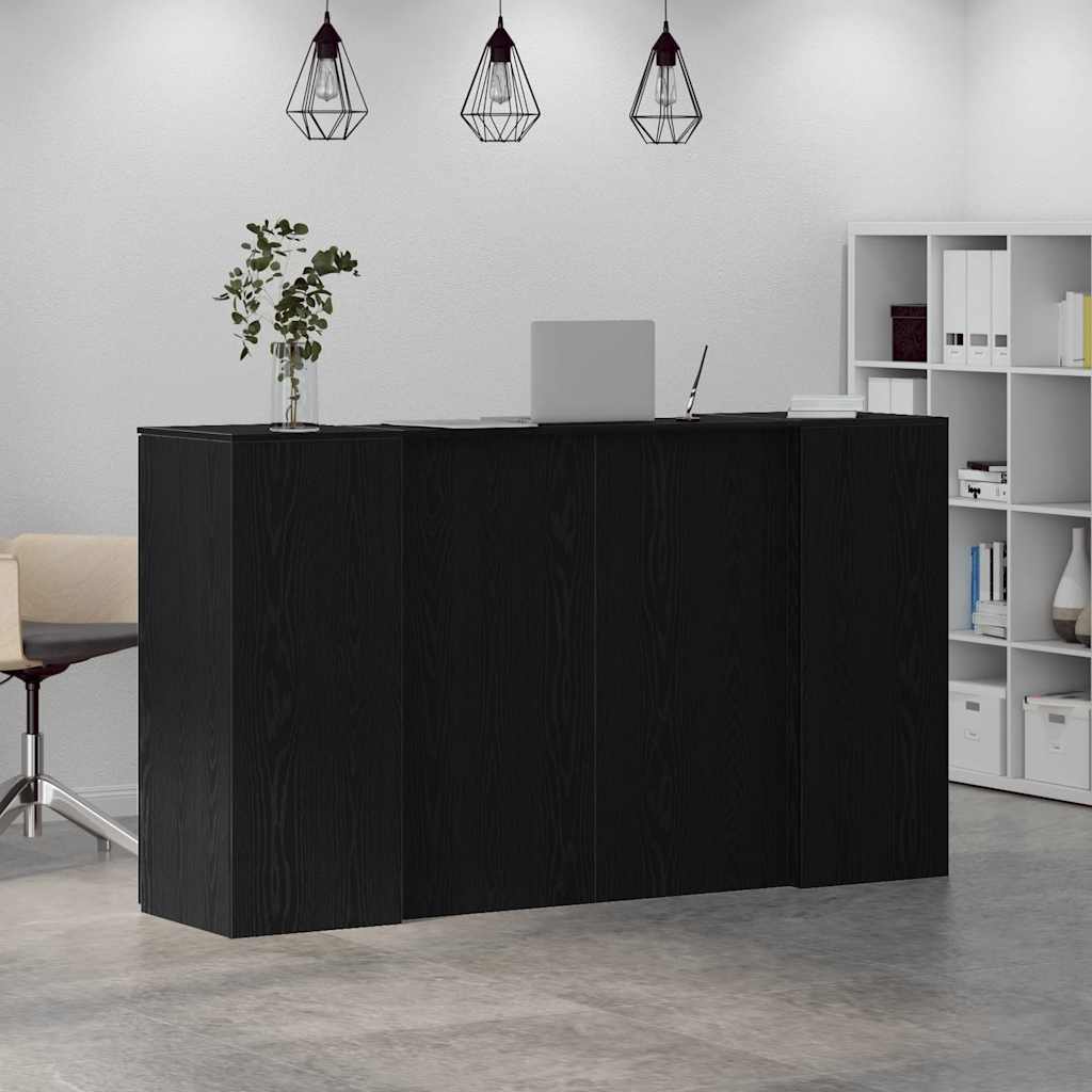 Receptiebalie zwart eiken 180x50x103,5 cm bewerkt hout – afbeelding 4
