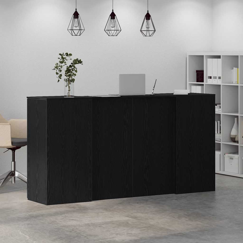 Receptiebalie zwart eiken 200x50x103,5 cm bewerkt hout – afbeelding 4