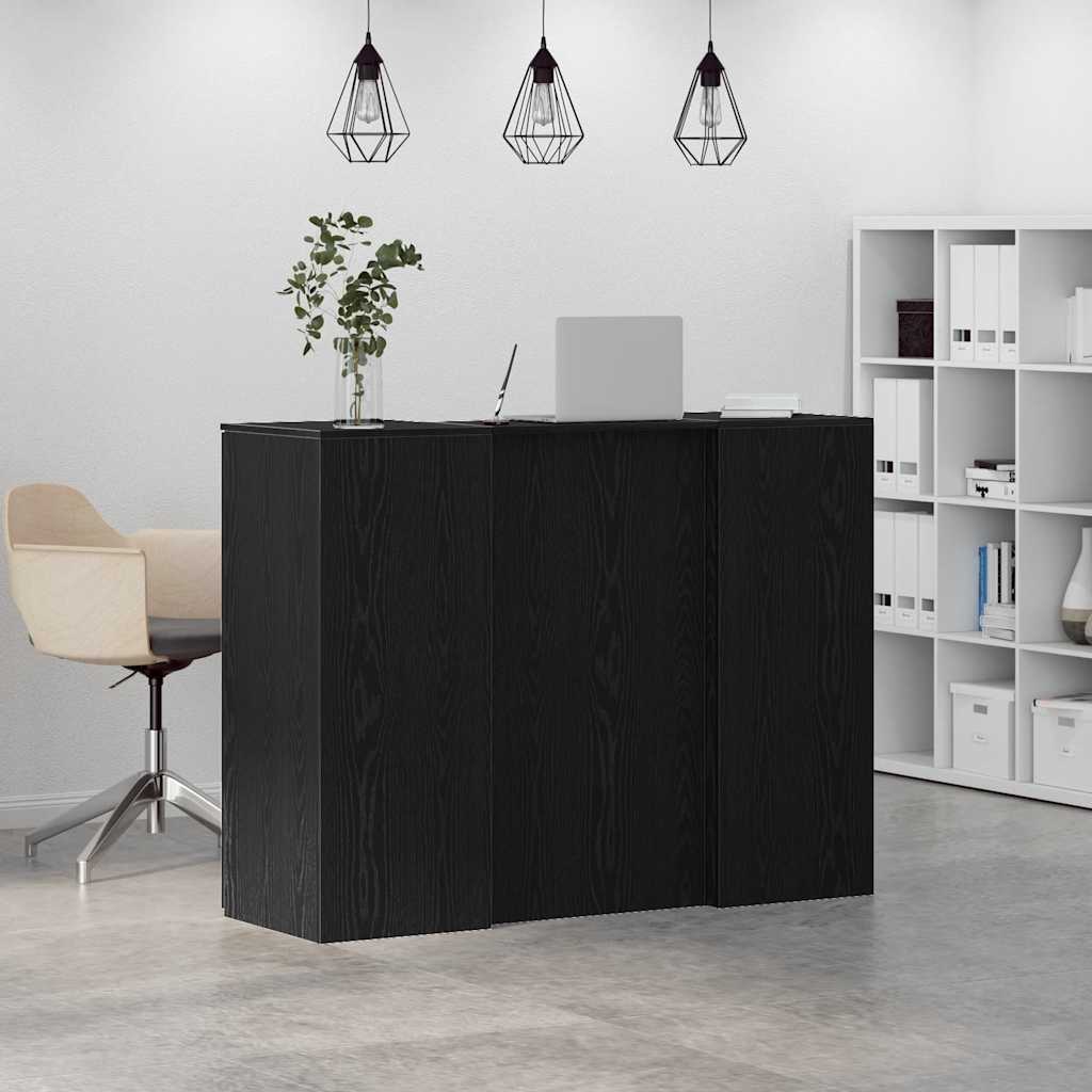 Receptiebalie 135x50x103,5 cm bewerkt hout zwart eikenkleur – afbeelding 4