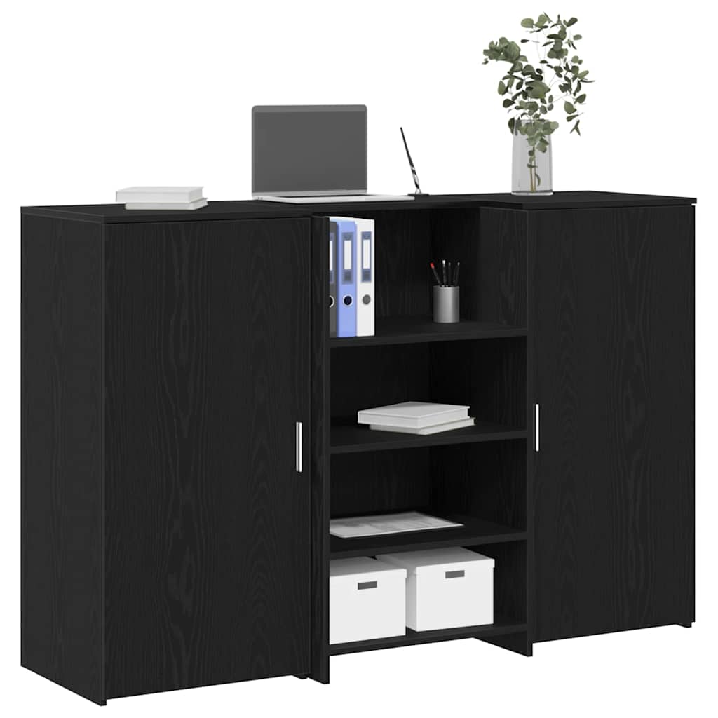 Receptiebalie 155x50x103,5 cm bewerkt hout zwart eikenkleur – afbeelding 1