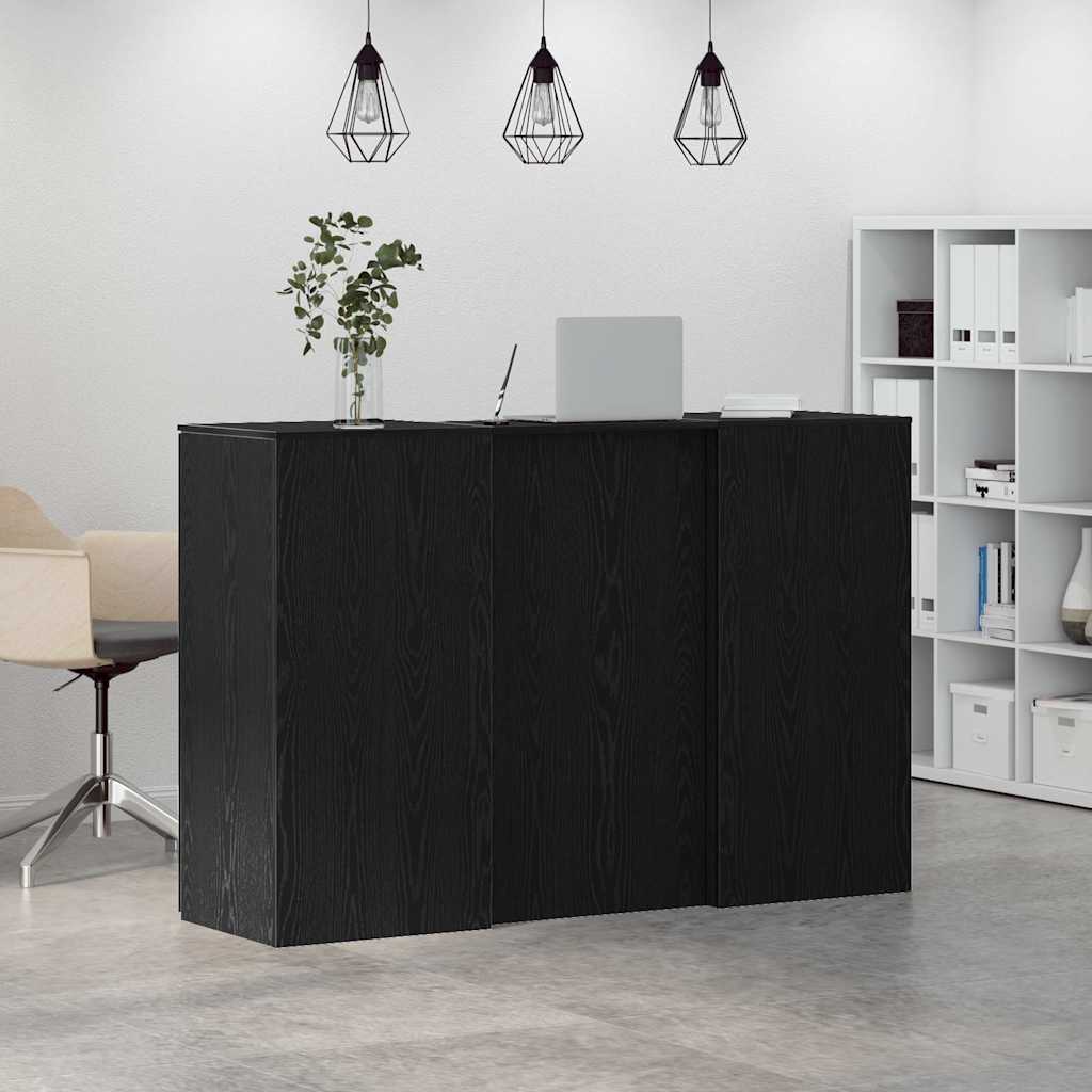 Receptiebalie 155x50x103,5 cm bewerkt hout zwart eikenkleur – afbeelding 4