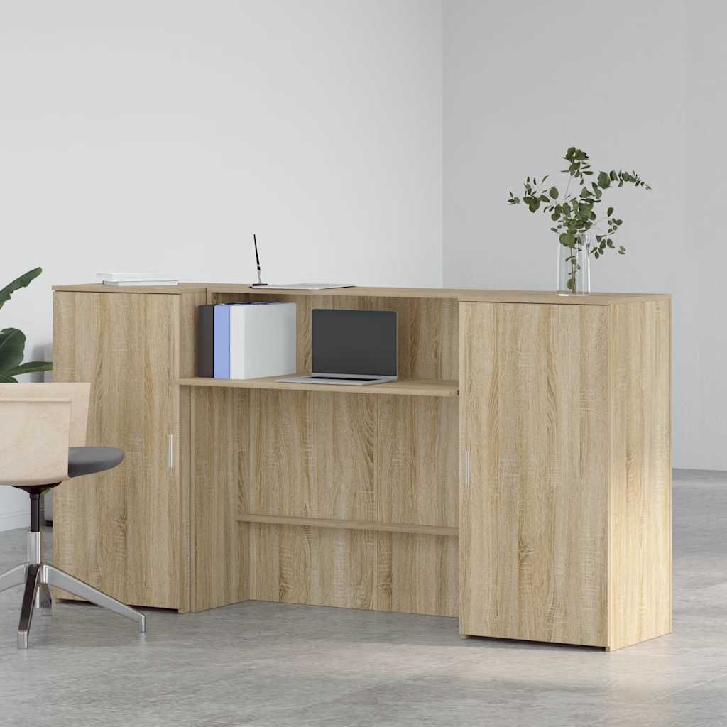 Receptiebalie 200x50x103,5 cm bewerkt hout sonoma eikenkleurig – afbeelding 3