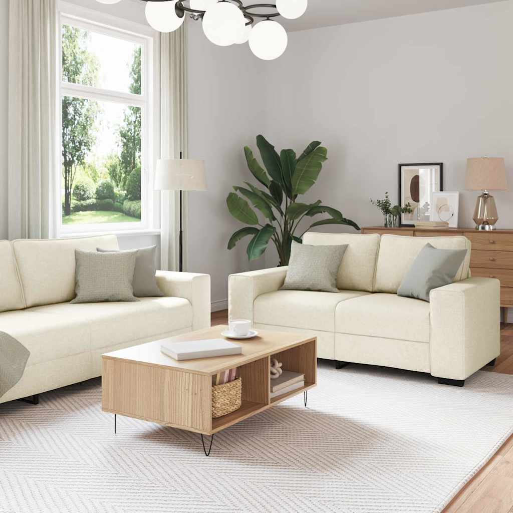 Bank 3 pcs Beige 221 x 80 x 82 cm Linnen-mix stof