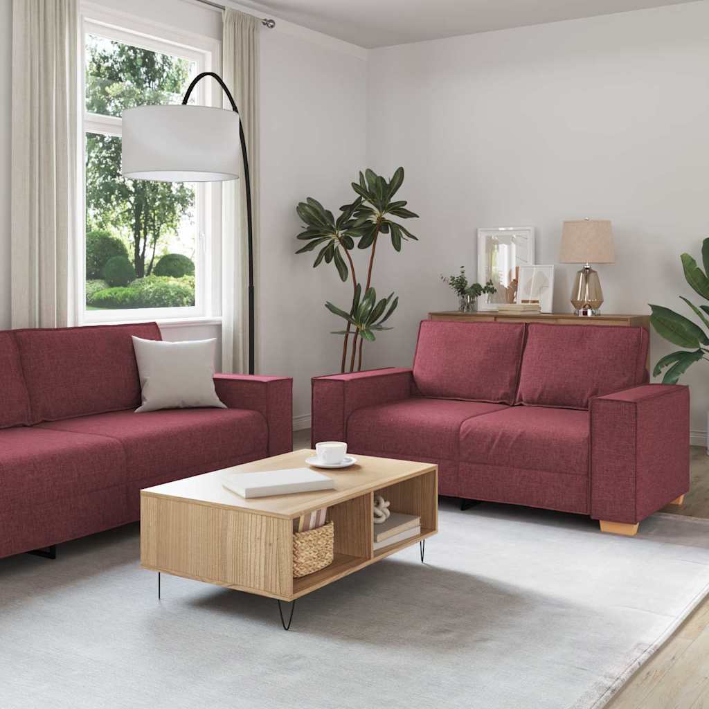 Bank 3 pcs Wijnrood 220 x 80 x 84 cm Linnen-mix stof