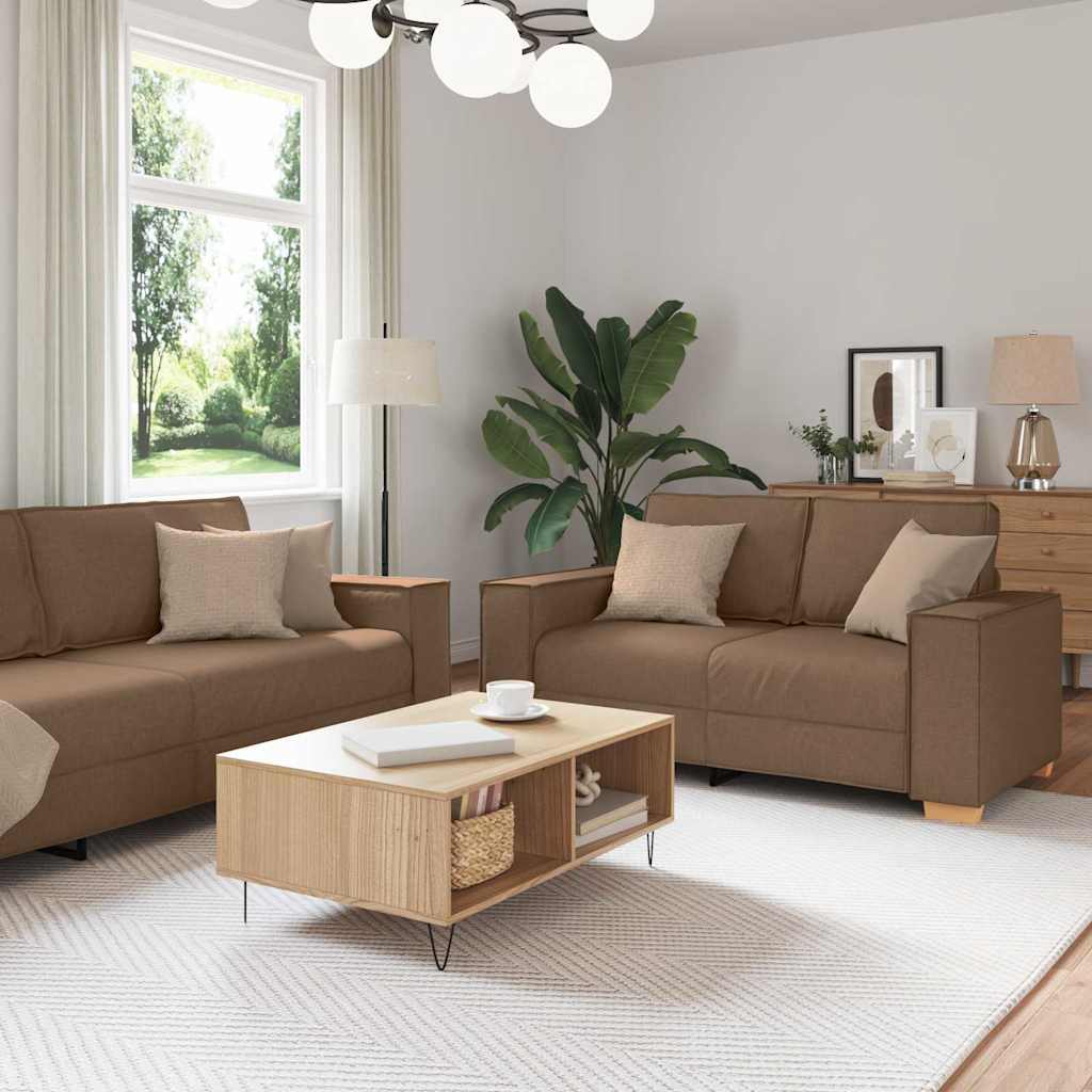 Bank 3 pcs Bruin 220 x 80 x 84 cm Linnen-mix stof