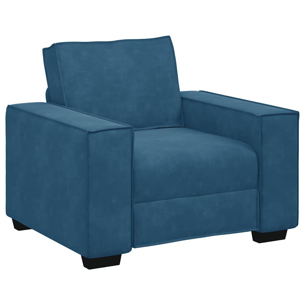 3-delige Loungeset met kussens fluweel blauw – afbeelding 4