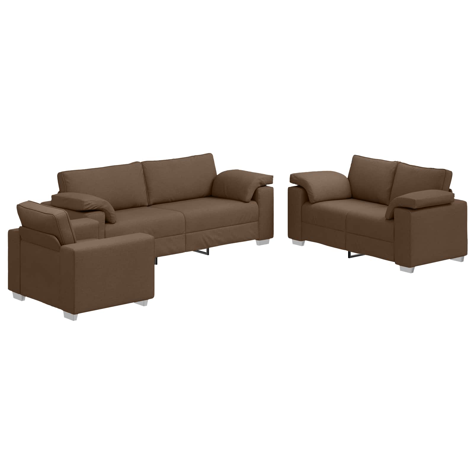 Bank 3 pcs Bruin 219 x 80 x 82 cm Linnen-mix stof – afbeelding 2