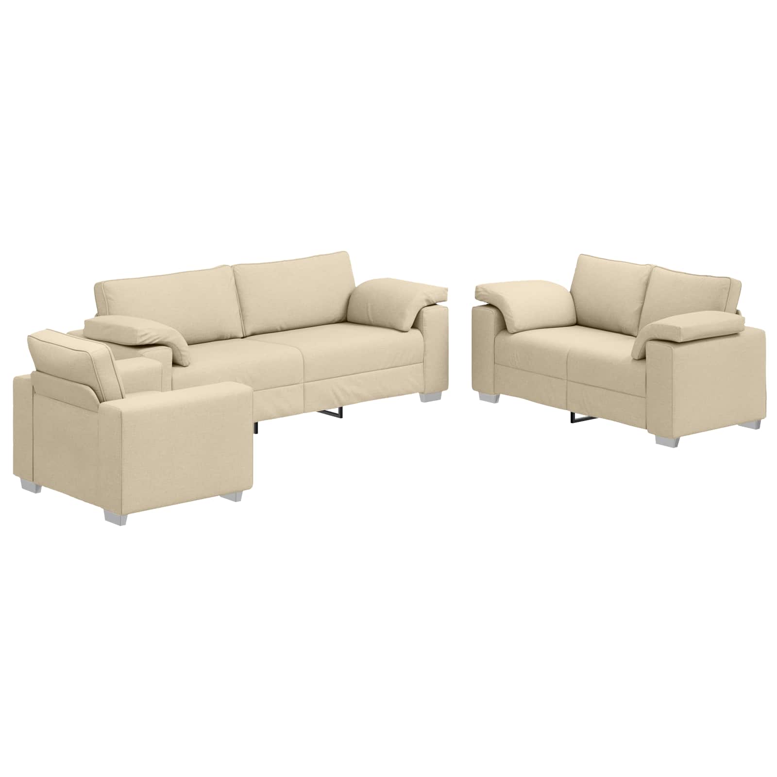 Bank 3 pcs Crème 219 x 80 x 82 cm Linnen-mix stof – afbeelding 2