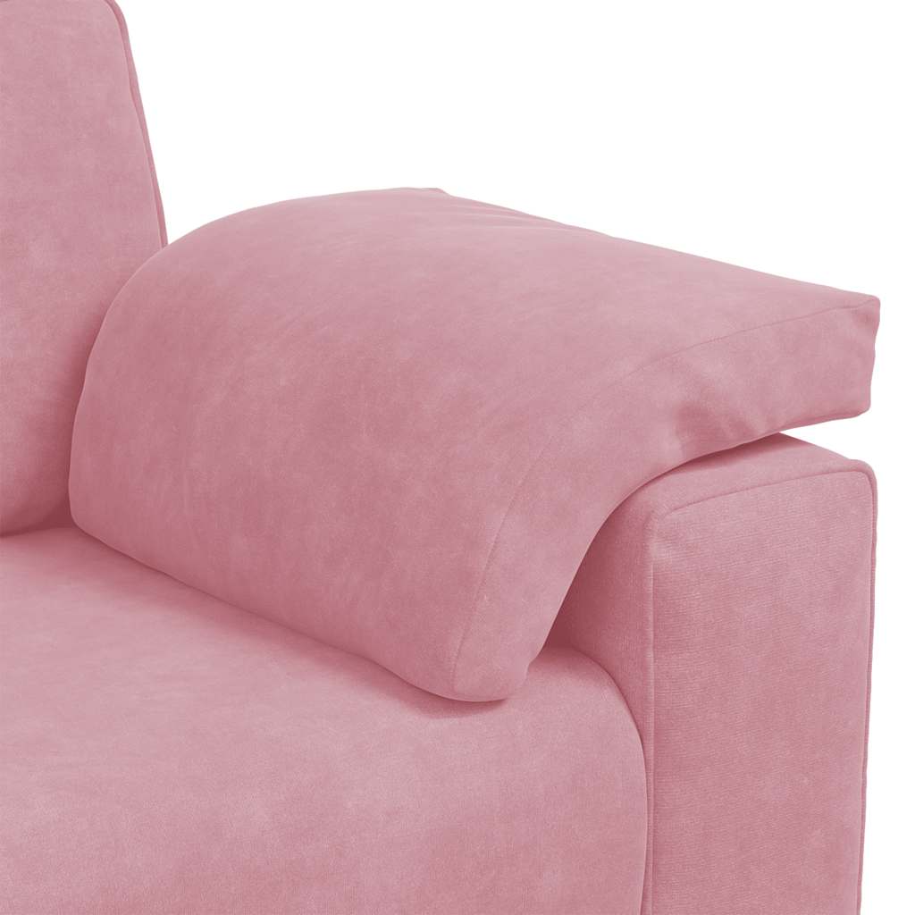 3-delige Loungeset met kussens fluweel roze – afbeelding 10