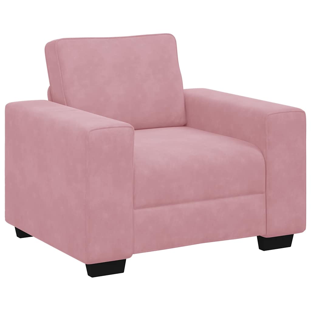 3-delige Loungeset met kussens fluweel roze – afbeelding 4