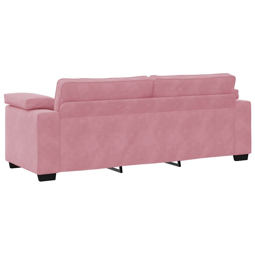 3-delige Loungeset met kussens fluweel roze – afbeelding 9