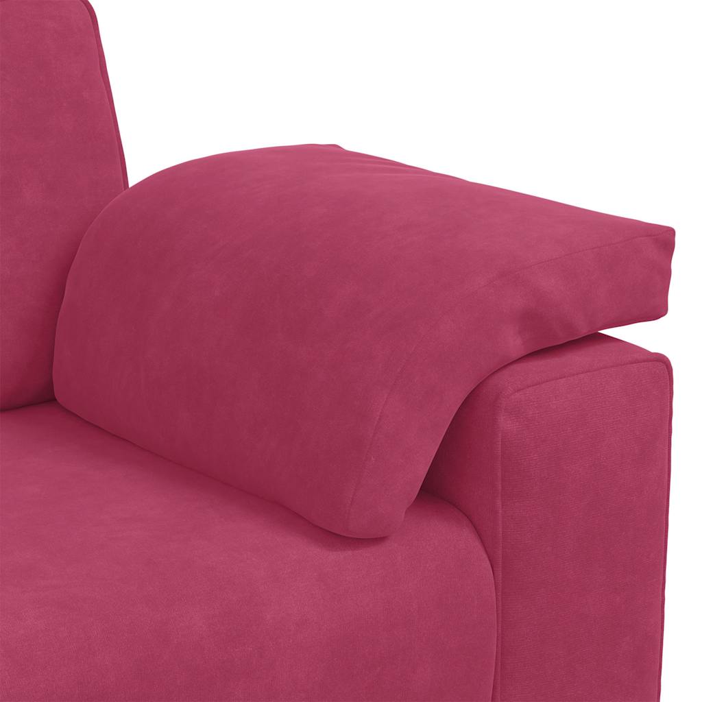 3-delige Loungeset met kussens fluweel wijnrood – afbeelding 10