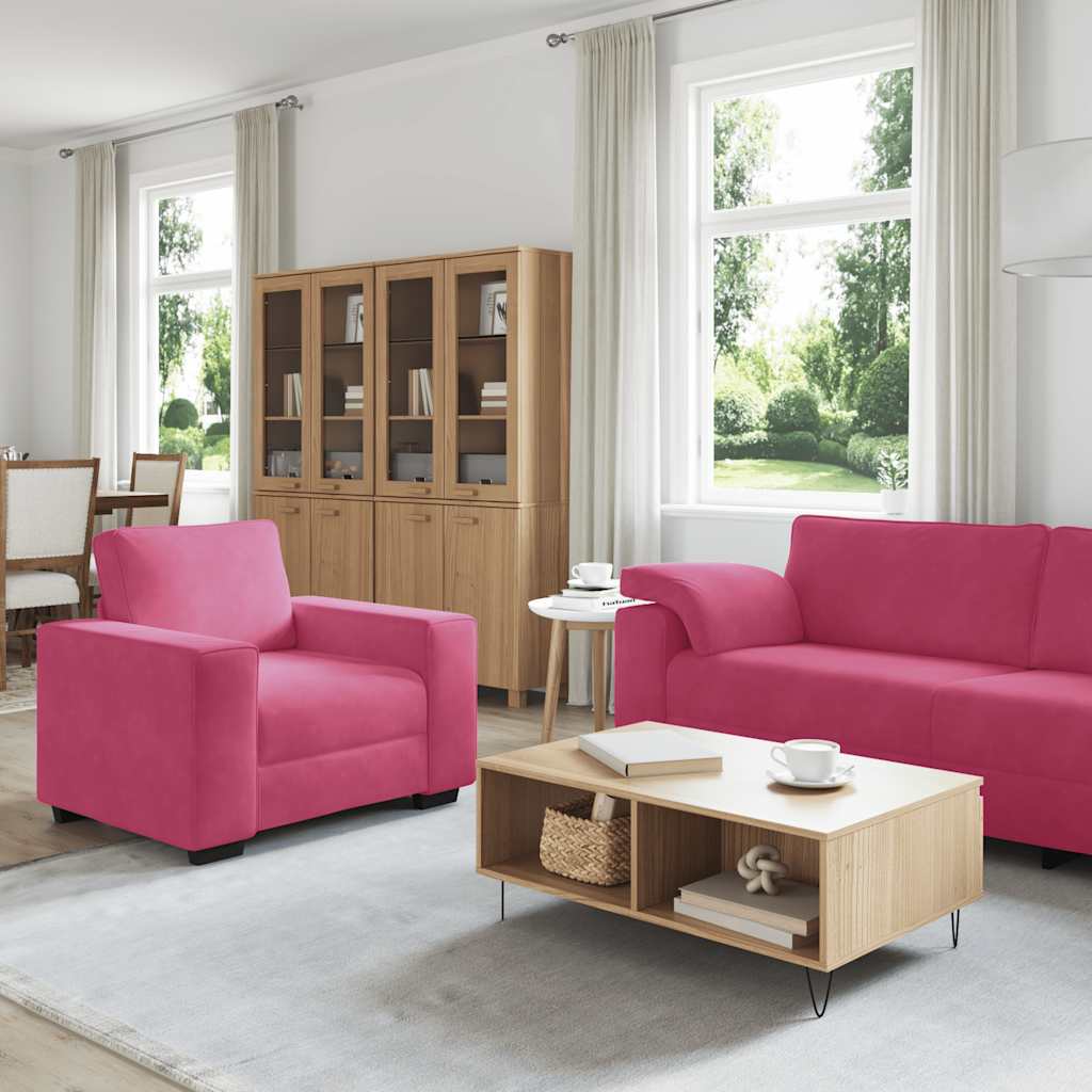 3-delige Loungeset met kussens fluweel wijnrood – afbeelding 3