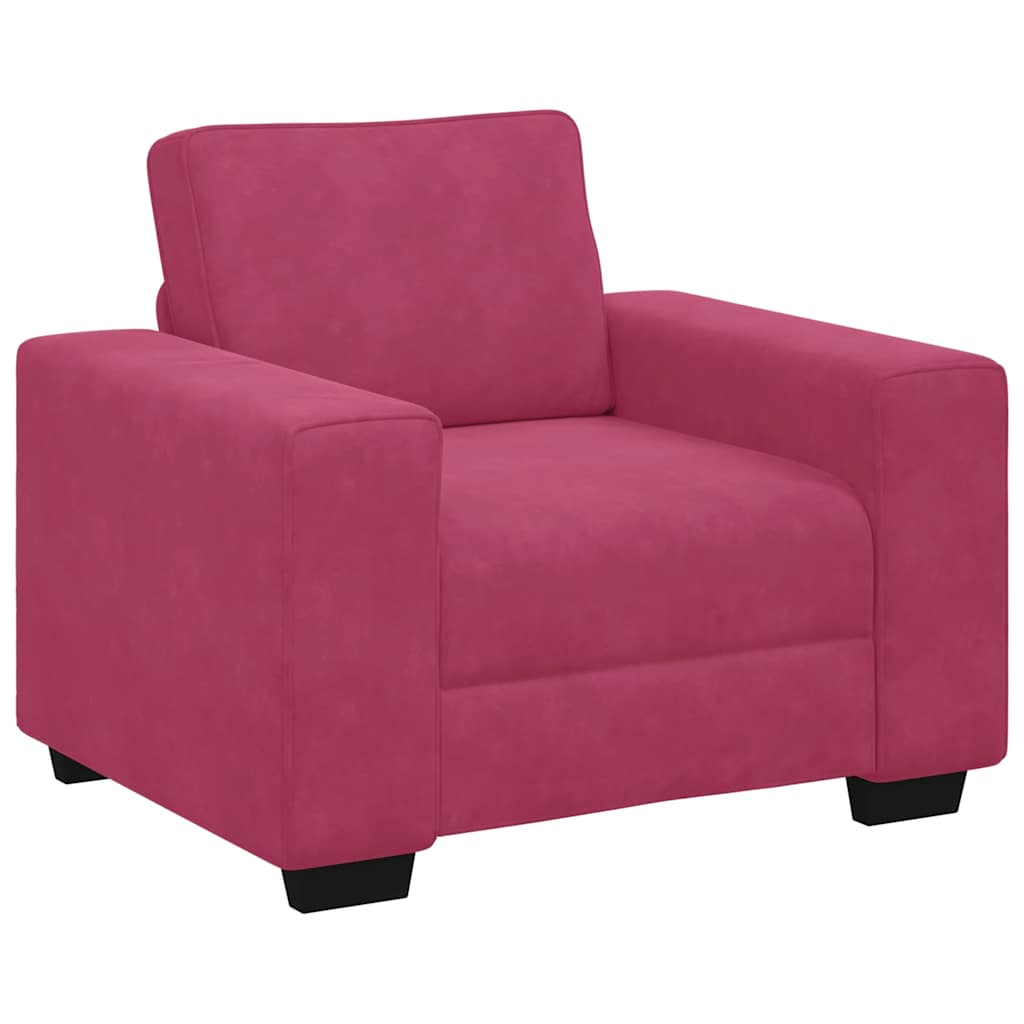 3-delige Loungeset met kussens fluweel wijnrood – afbeelding 4