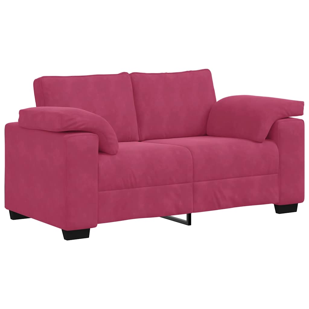 3-delige Loungeset met kussens fluweel wijnrood – afbeelding 5