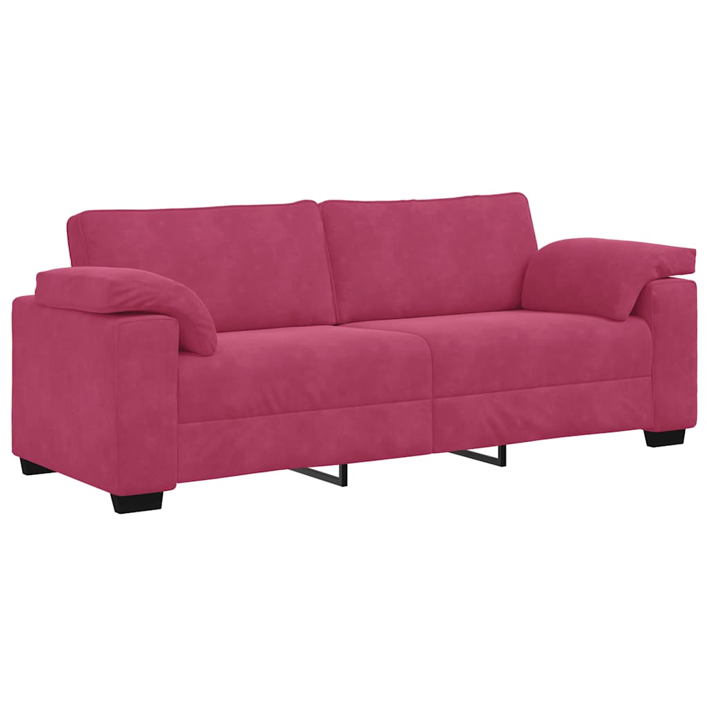 3-delige Loungeset met kussens fluweel wijnrood – afbeelding 6