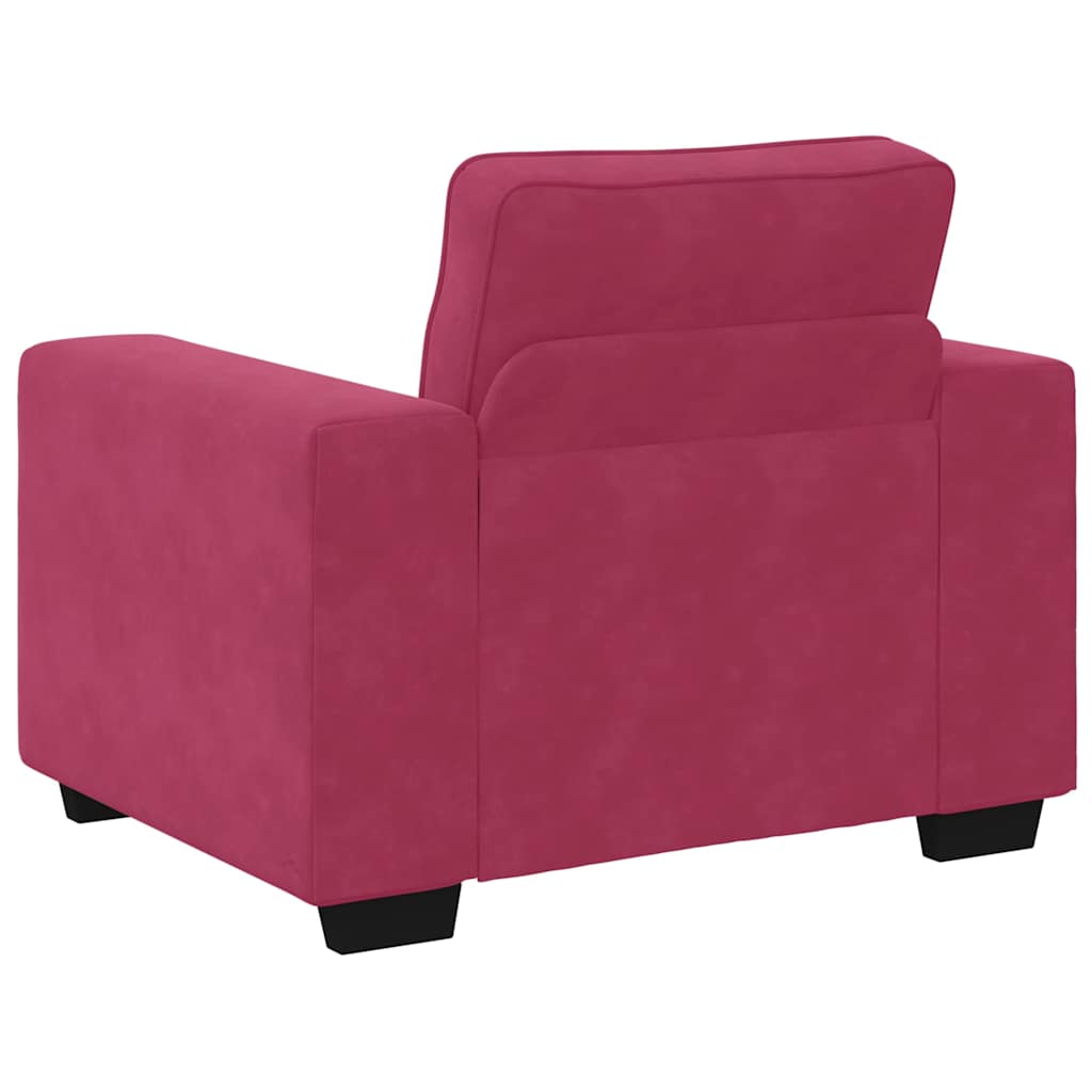 3-delige Loungeset met kussens fluweel wijnrood – afbeelding 7