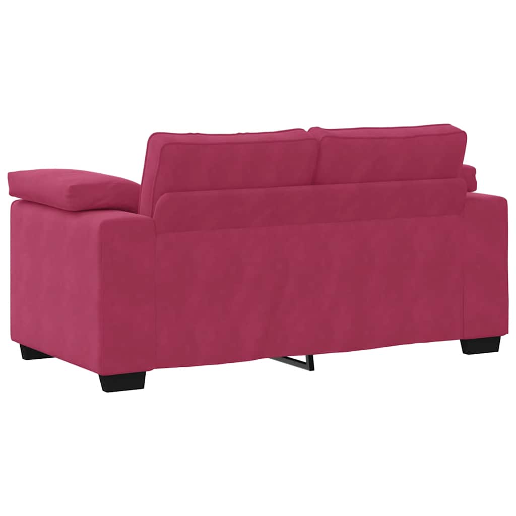 3-delige Loungeset met kussens fluweel wijnrood – afbeelding 8
