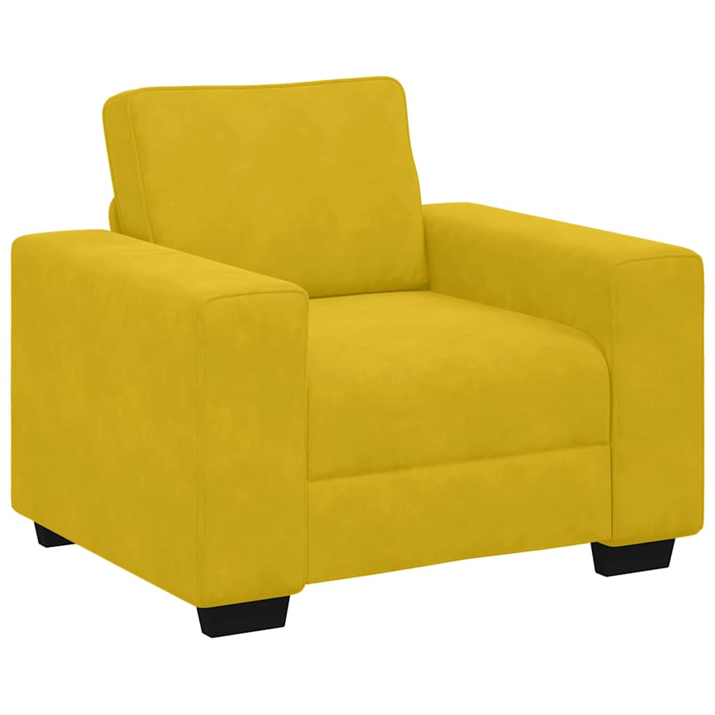 3-delige Loungeset met kussens fluweel geel – afbeelding 4