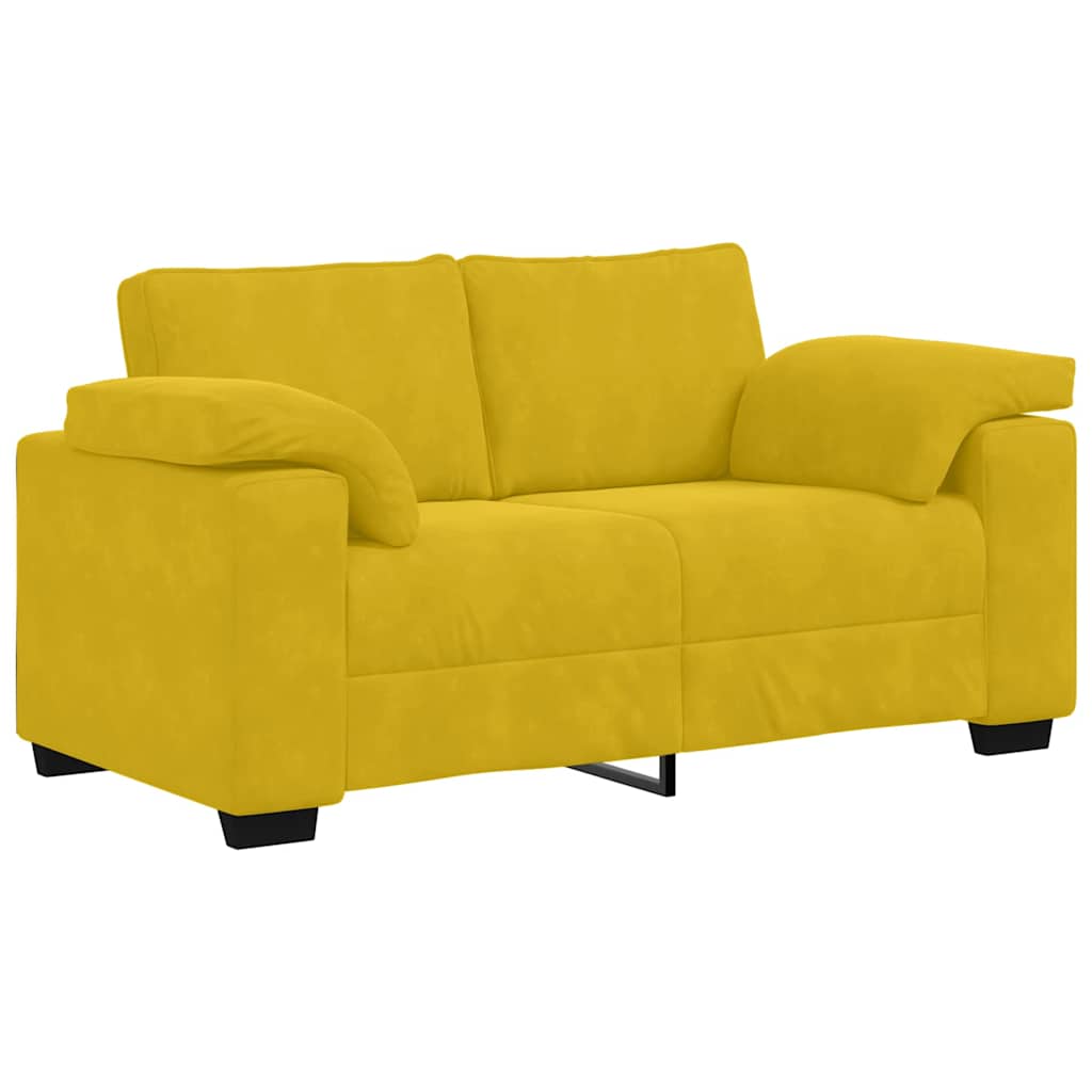 3-delige Loungeset met kussens fluweel geel – afbeelding 5