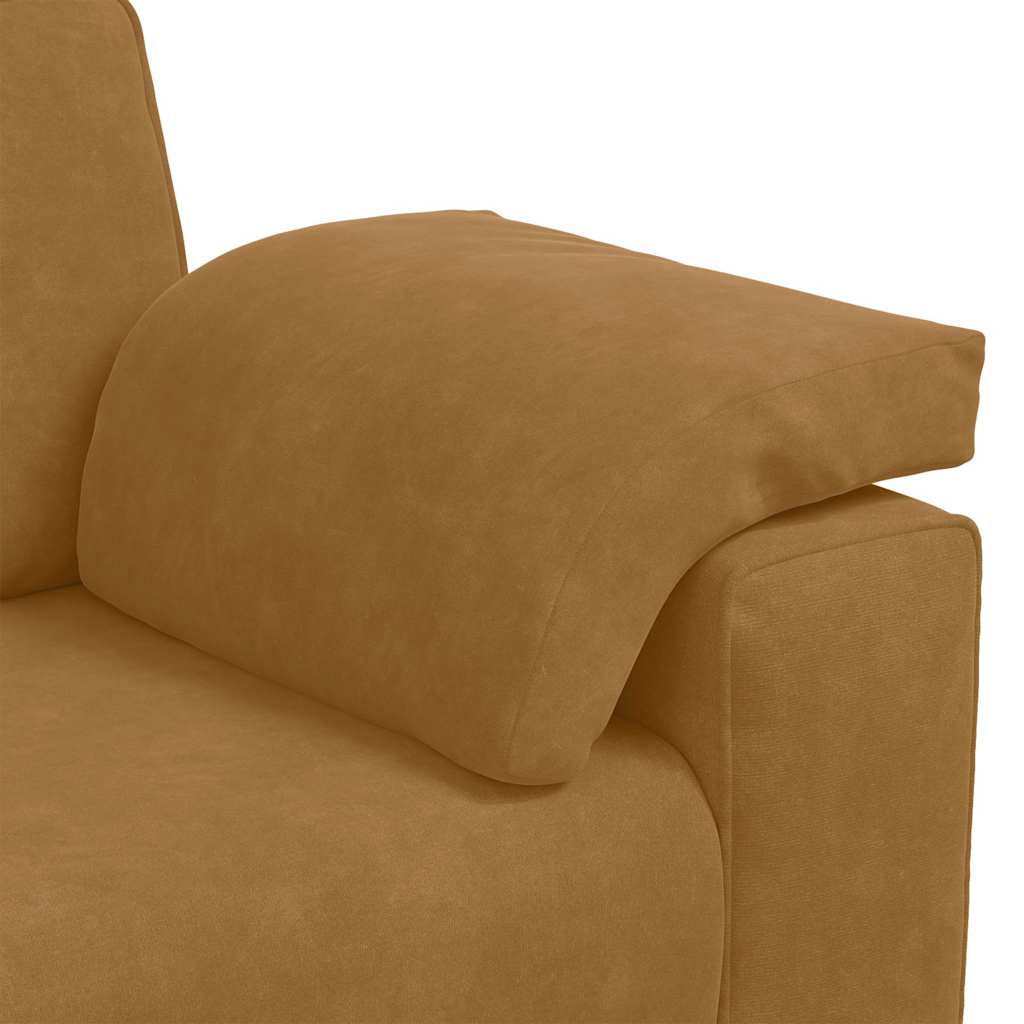 3-delige Loungeset met kussens fluweel bruin – afbeelding 10