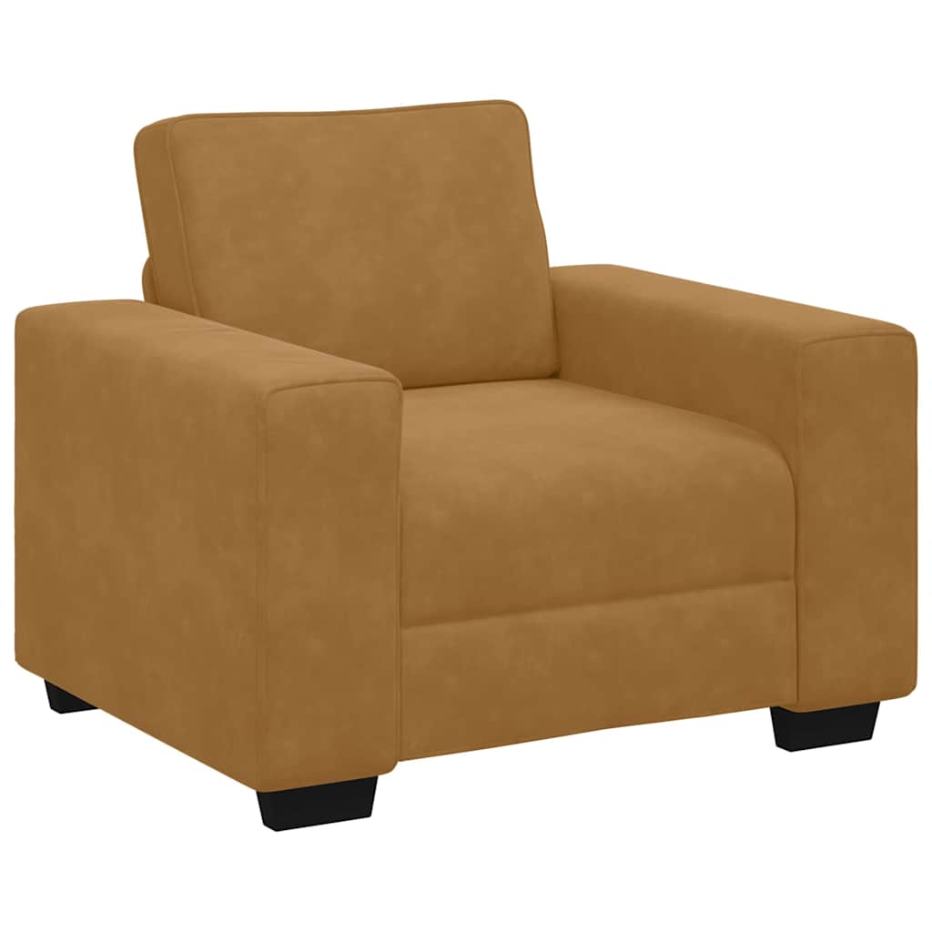 3-delige Loungeset met kussens fluweel bruin – afbeelding 4
