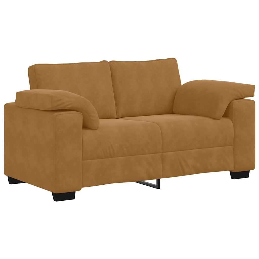 3-delige Loungeset met kussens fluweel bruin – afbeelding 5