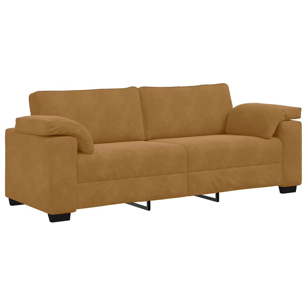 3-delige Loungeset met kussens fluweel bruin – afbeelding 6