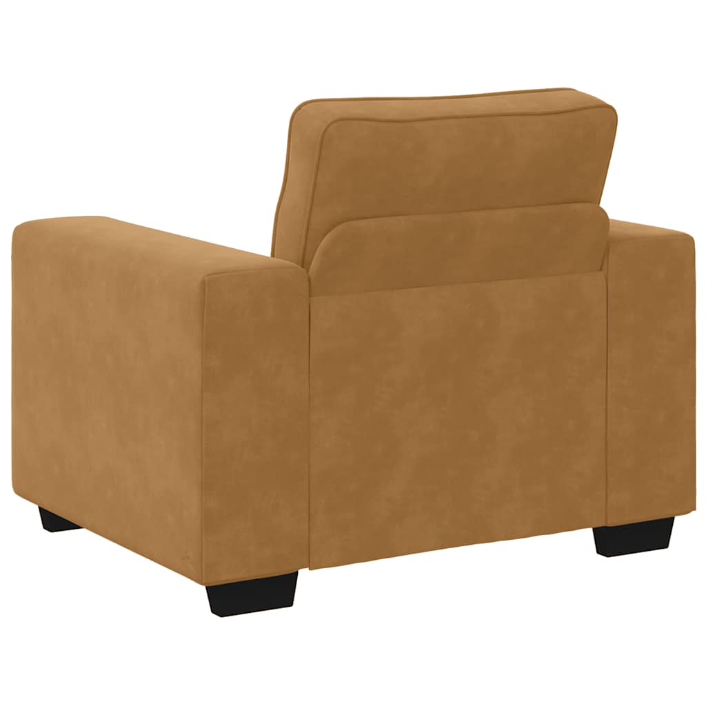 3-delige Loungeset met kussens fluweel bruin – afbeelding 7