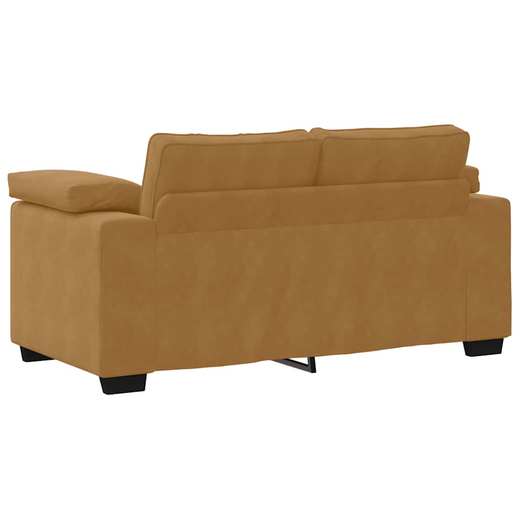 3-delige Loungeset met kussens fluweel bruin – afbeelding 8