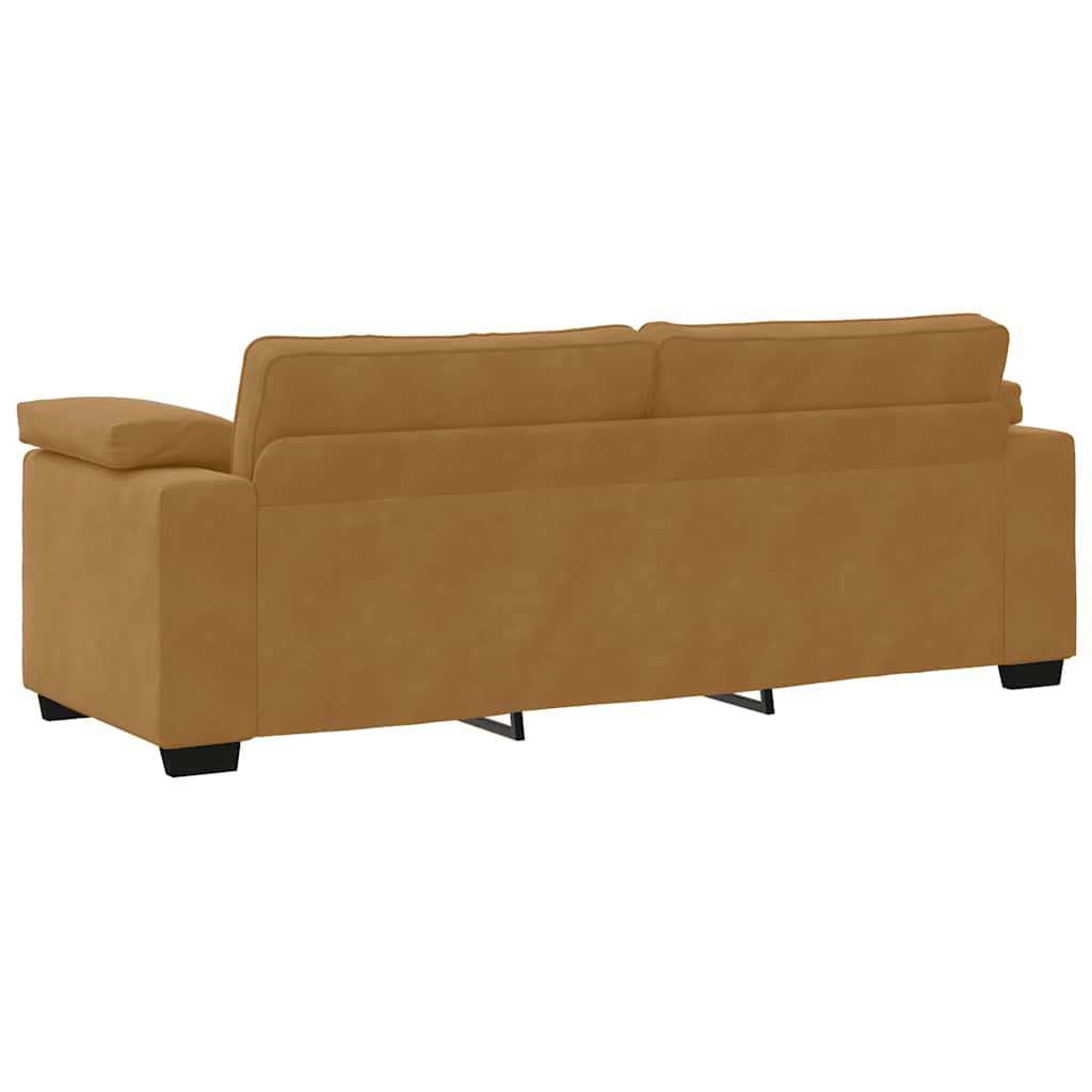 3-delige Loungeset met kussens fluweel bruin – afbeelding 9