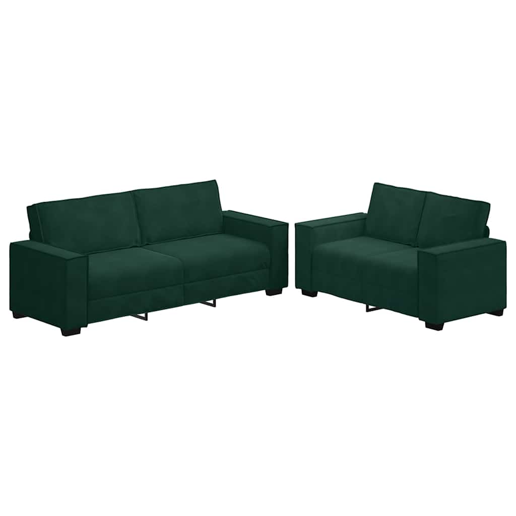 2-delige Loungeset met kussens fluweel donkergroen – afbeelding 2