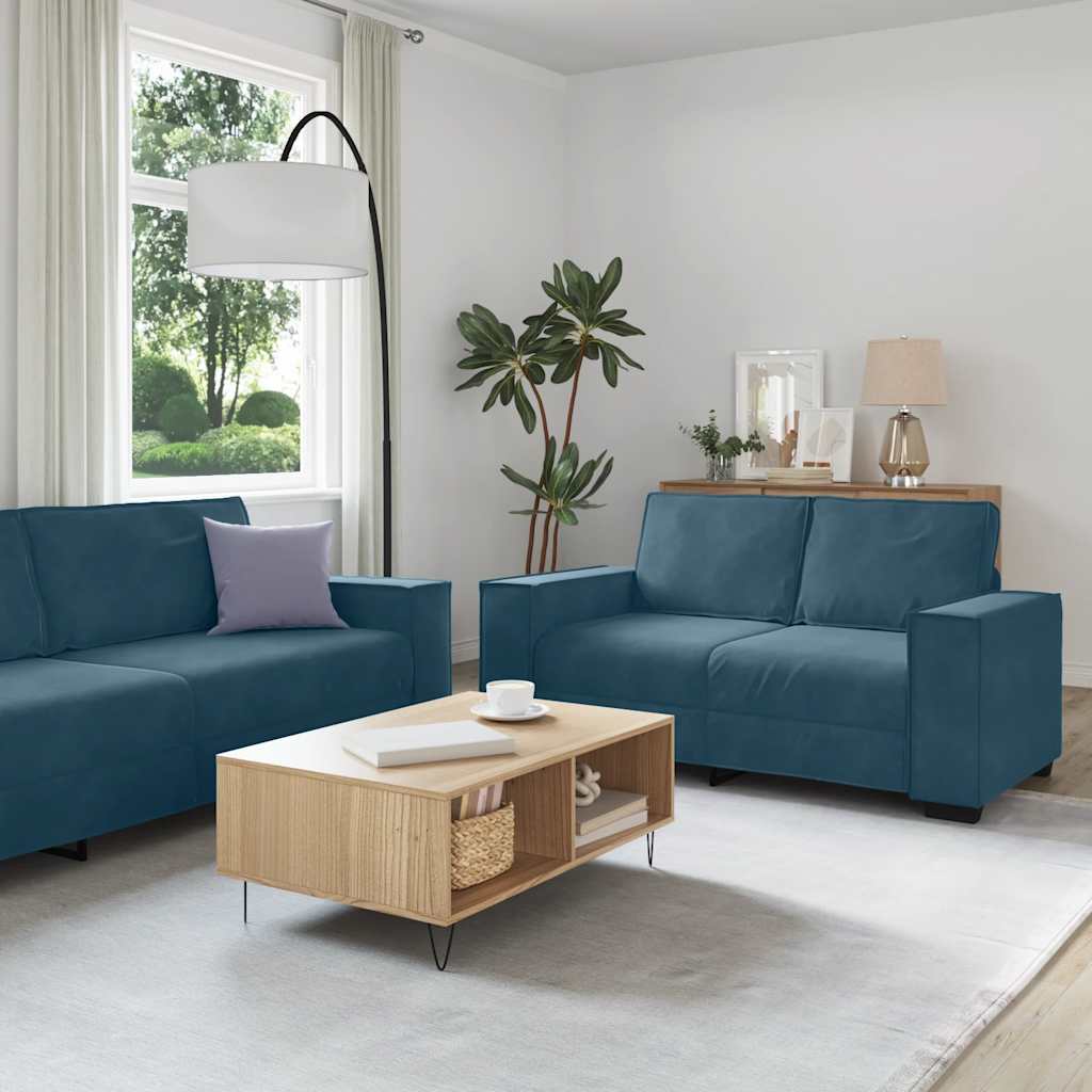 2-delige Loungeset met kussens fluweel blauw