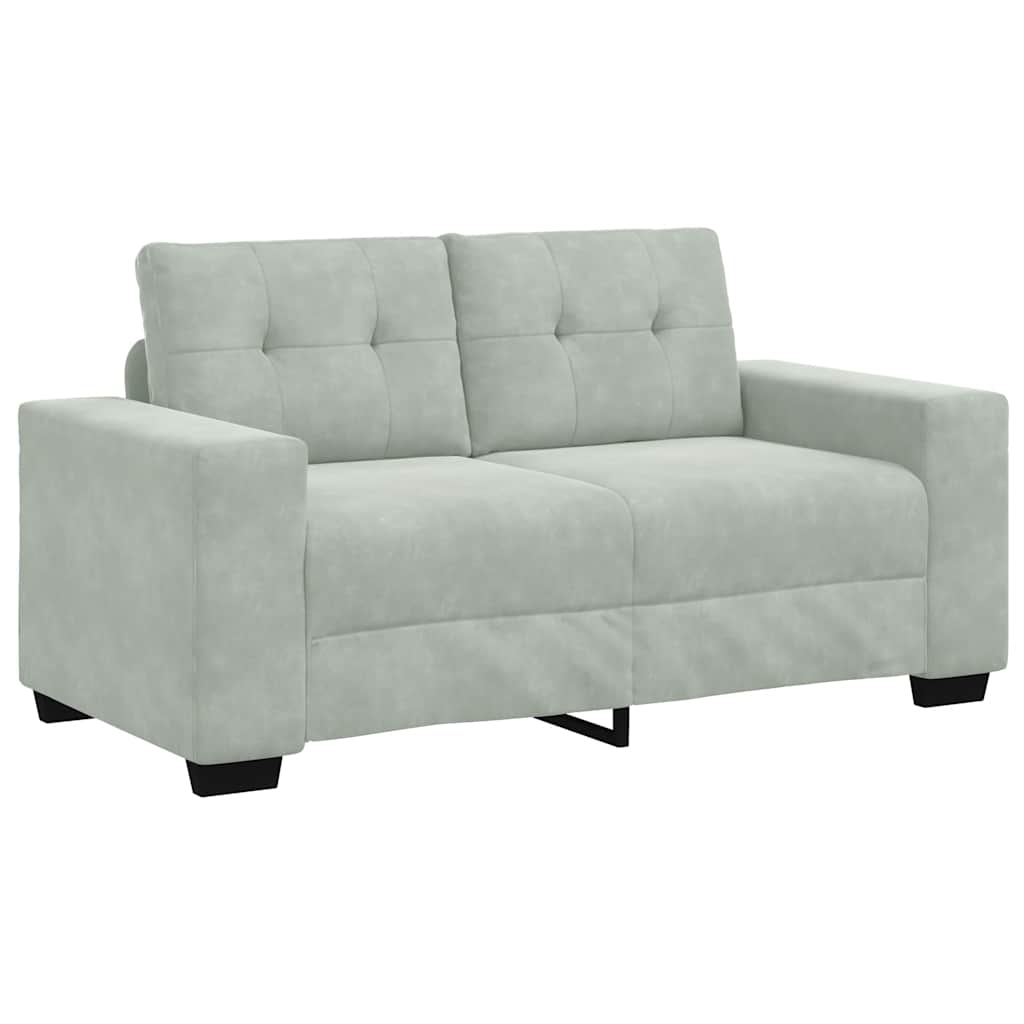 2-delige bankset met kussens lichtgrijs fluweel – afbeelding 4