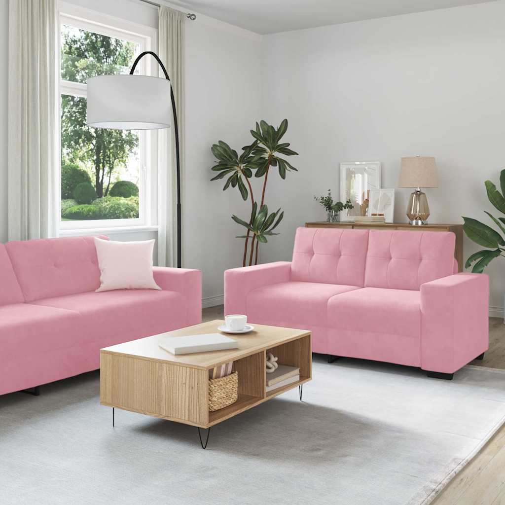 | Bankstel | 2 pcs Roze 221 x 78 x 80 cm Fluweel