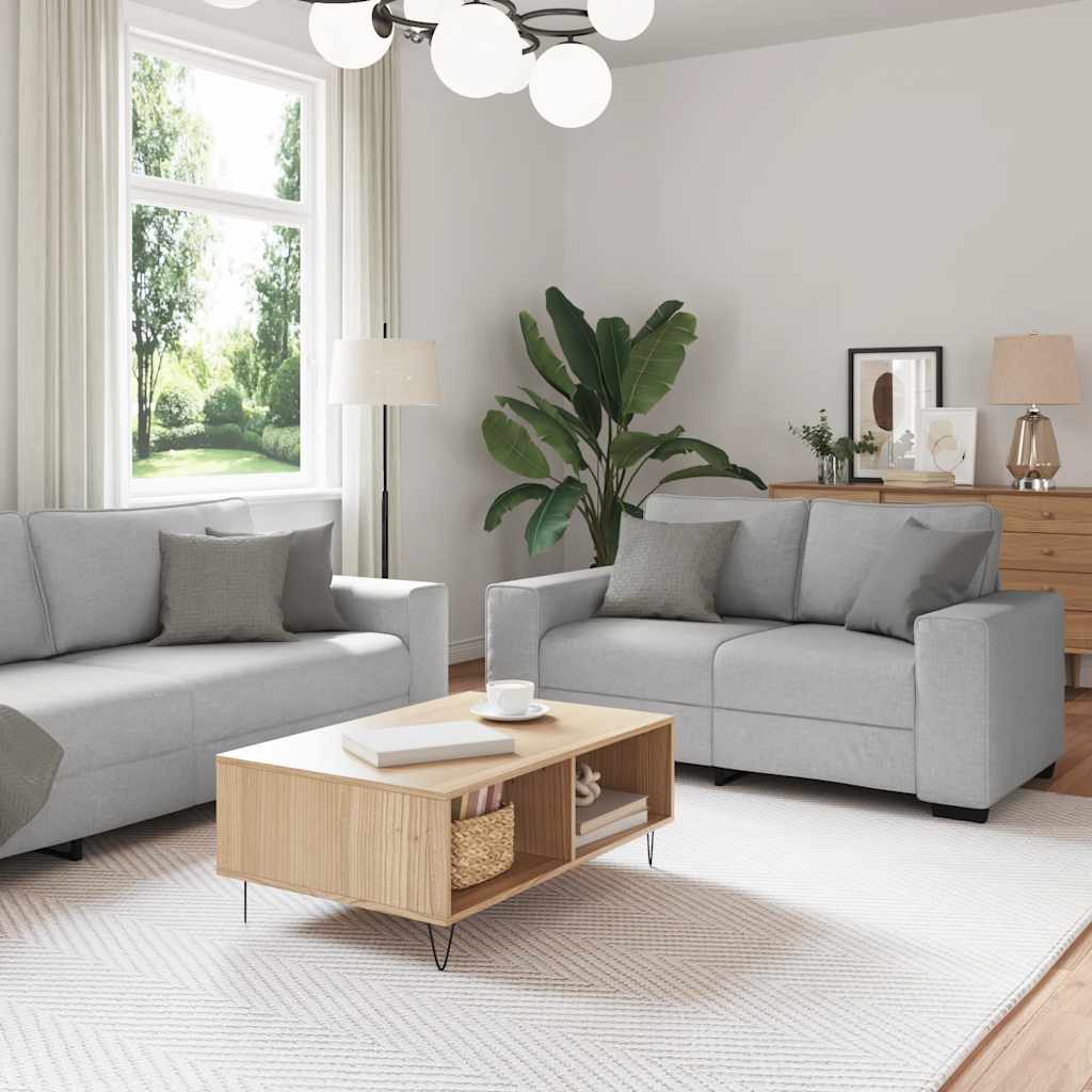 2-delige Loungeset met kussens stof wolk grijs