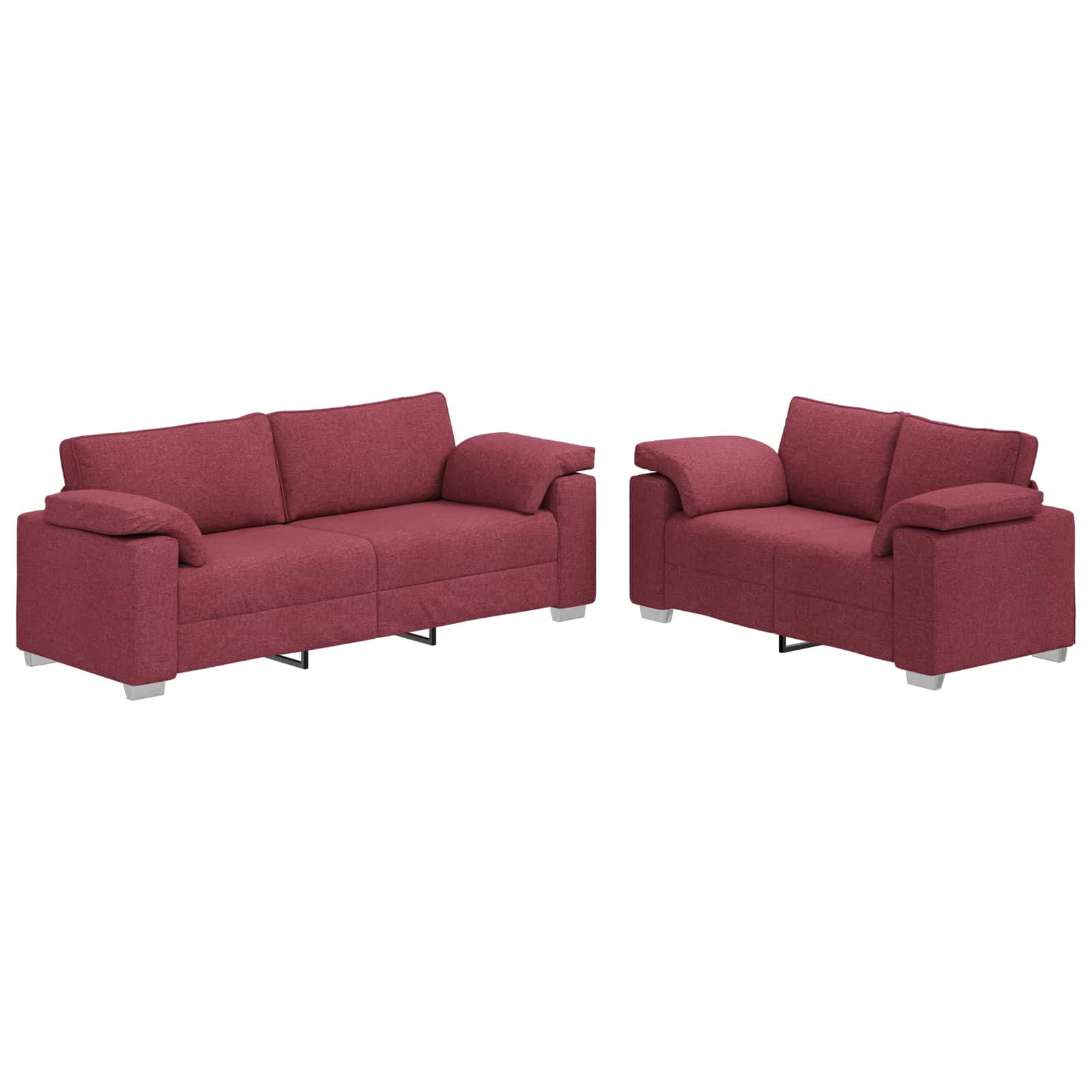 Bank 2 pcs Wijnrood 219 x 80 x 82 cm Stof – afbeelding 2