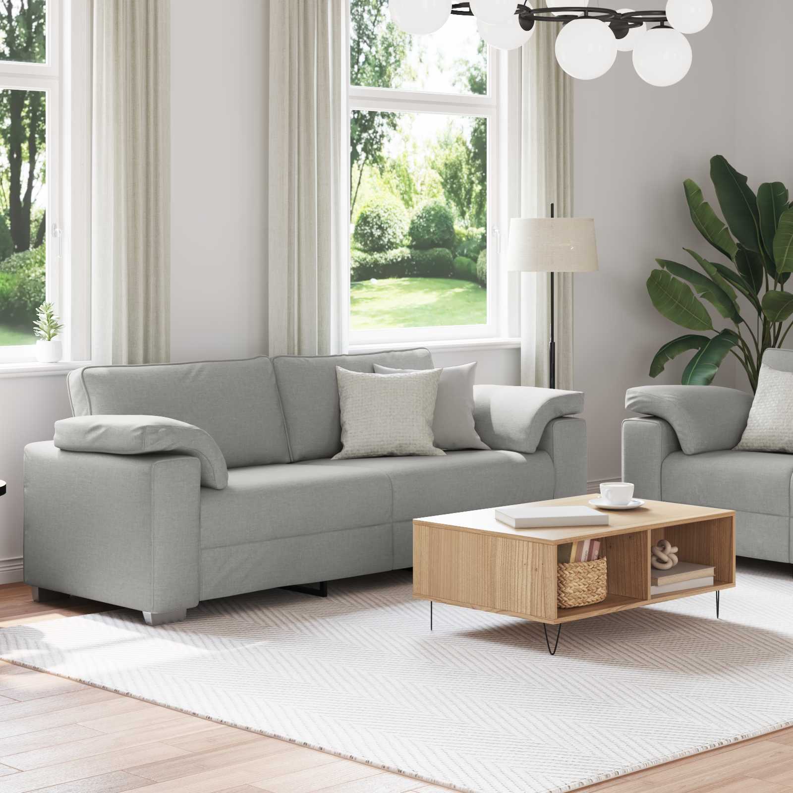 Bank 2 pcs Wolkengrijs 219 x 80 x 82 cm Stof – afbeelding 3