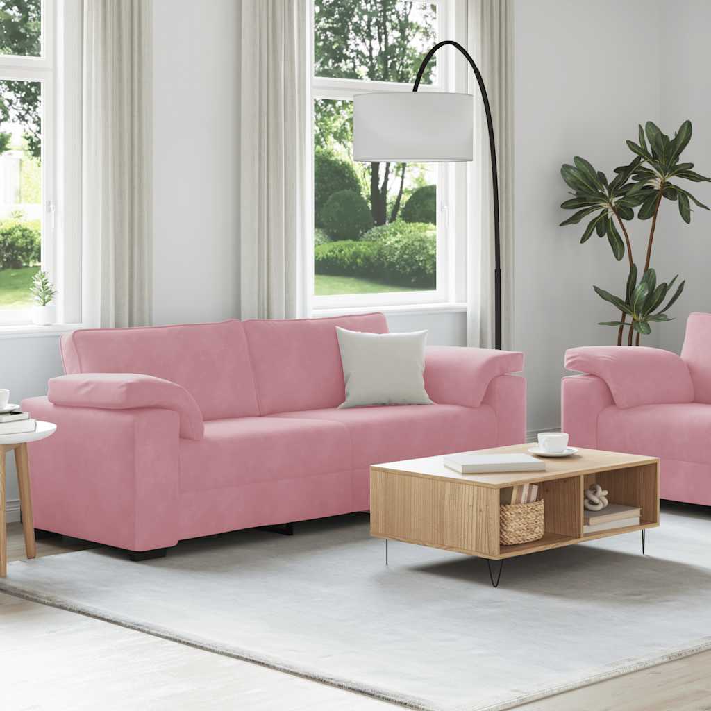 2-delige bankset met kussens roze fluweel – afbeelding 3
