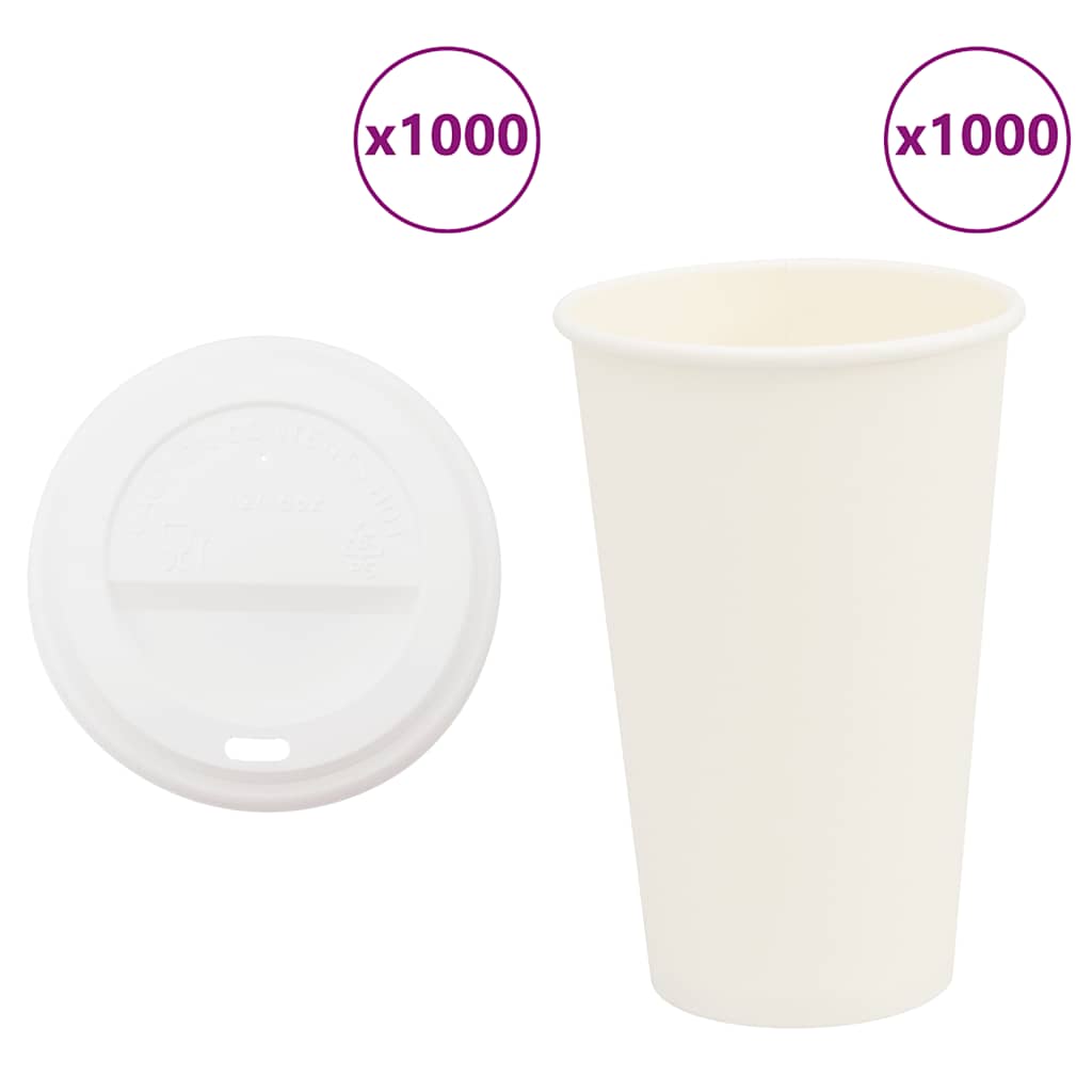 Papieren koffiekopjes met deksel 1000 st 16oz 400 ml